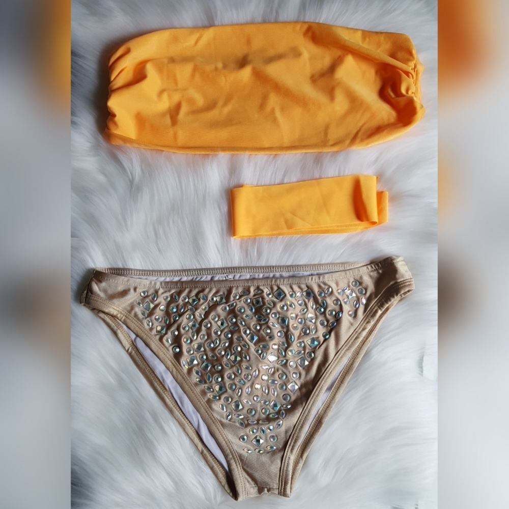 Tube Top Rhinestone Bottom Bikini - Picture 2 of 8